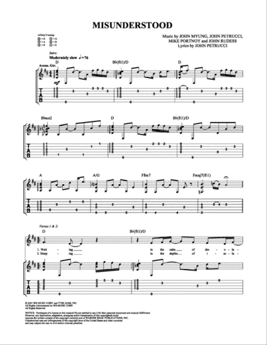 Misunderstood Misunderstood Electric Guitar scores gallery preview page 1