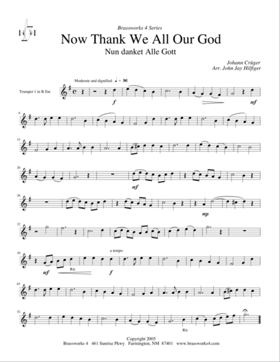 Now Thank We All Our God Brass Quartet scores gallery preview page 4