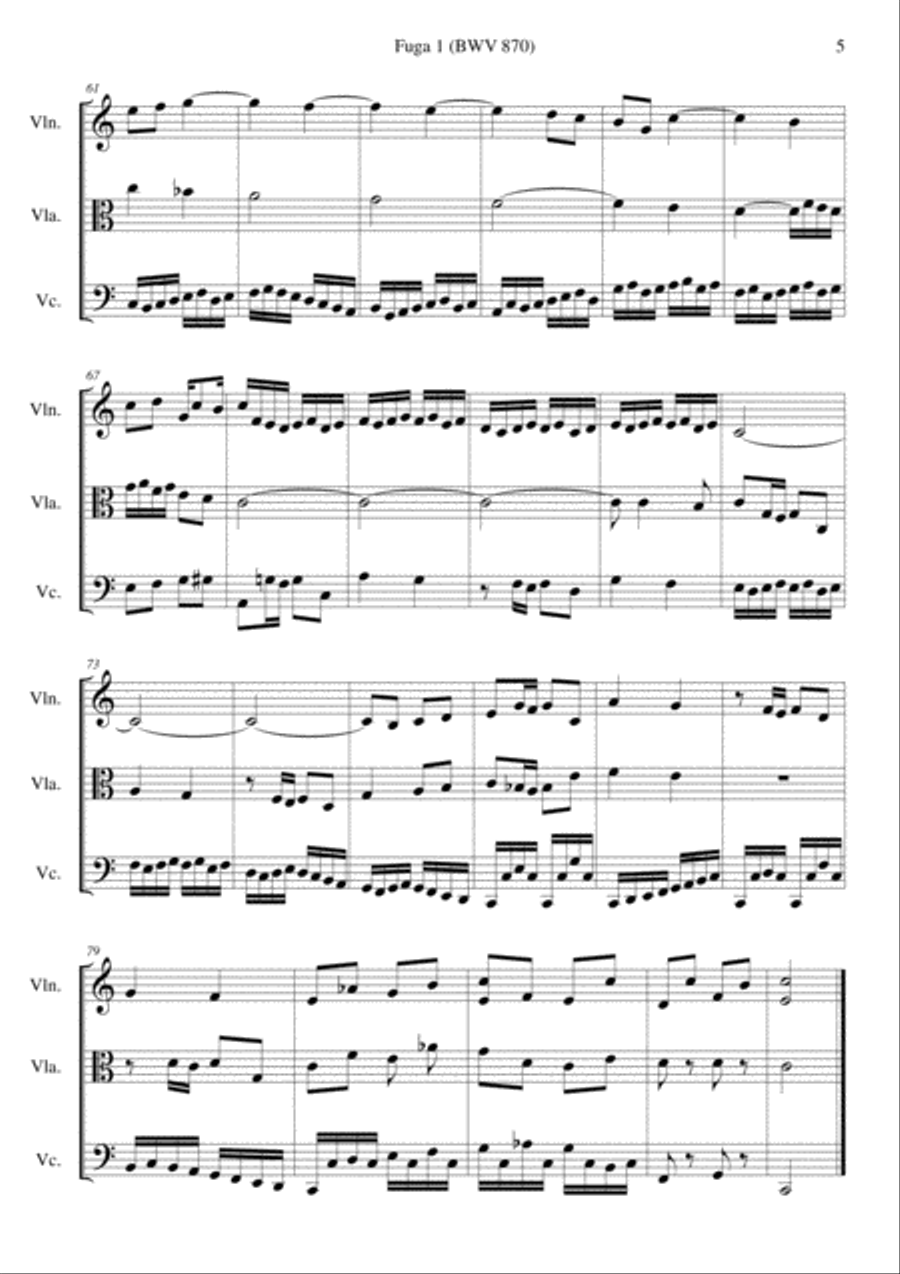 Fuga I (BWV 870) Fuga I (BWV 870) String Trio scores gallery preview page 5