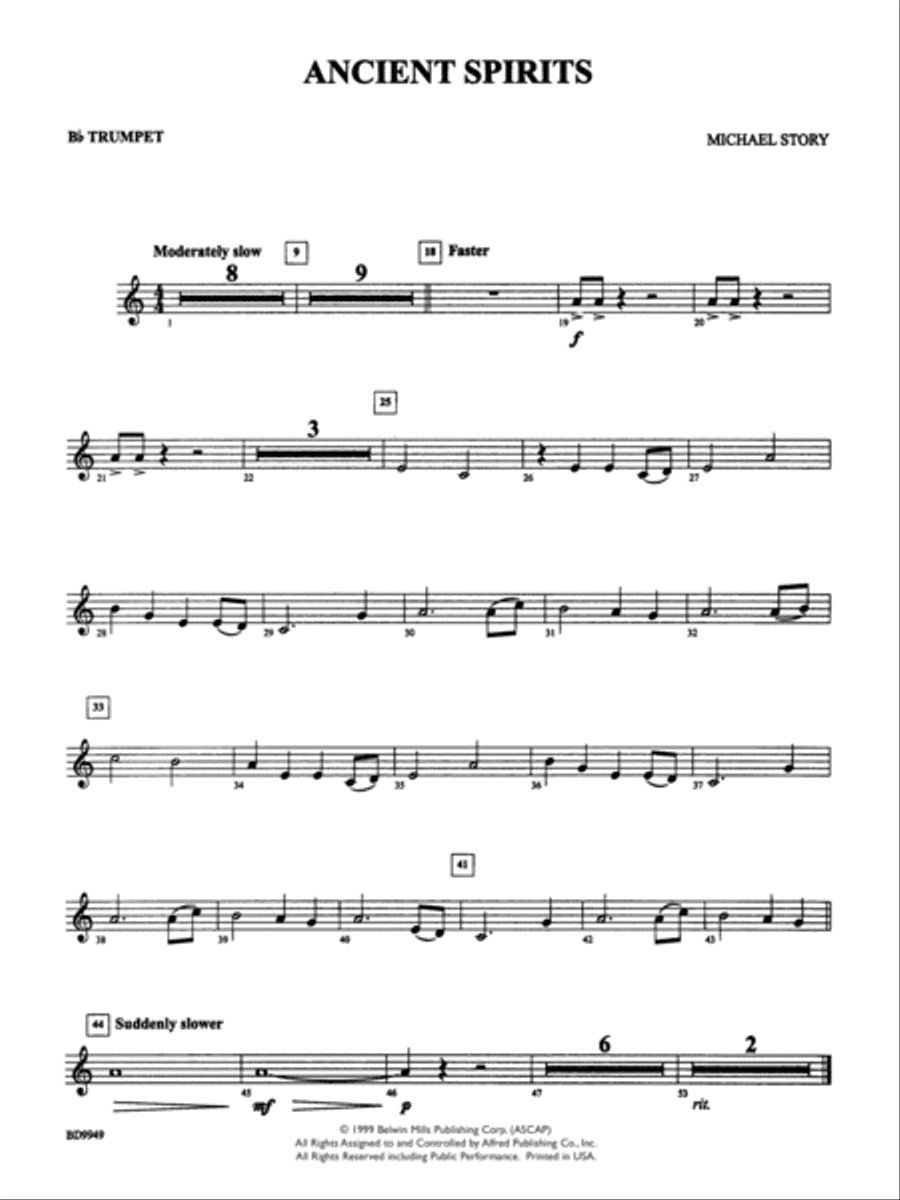 Ancient Spirits: 1st B-flat Trumpet Concert Band scores gallery preview page 1