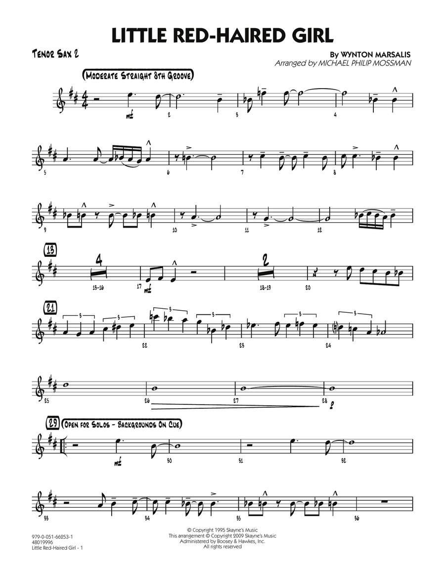 Little Red-Haired Girl - Tenor Sax 2 Jazz Ensemble scores gallery preview page 1