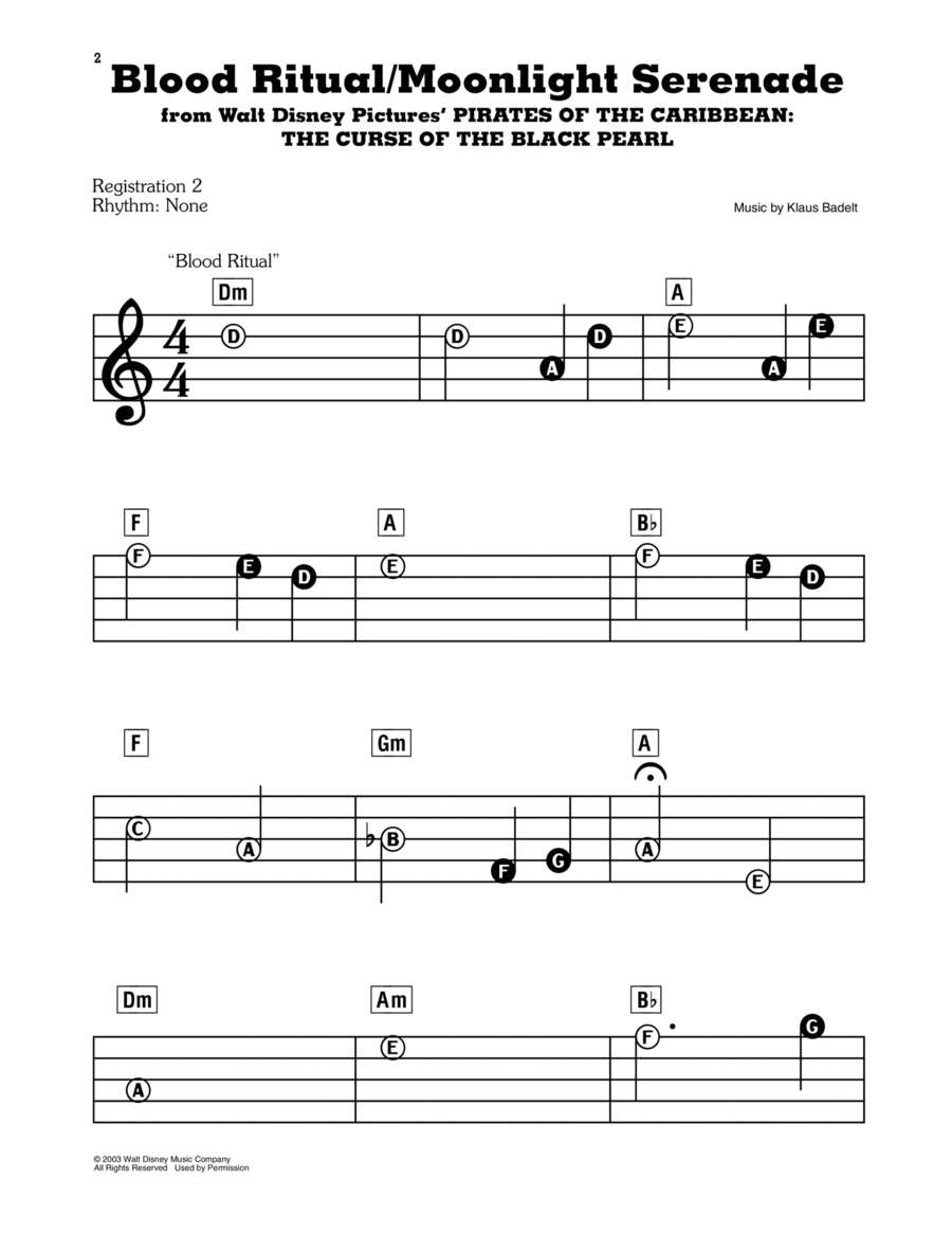 Blood Ritual (from Pirates Of The Caribbean: The Curse Of The Black Pearl) Electronic Keyboard scores gallery preview page 1