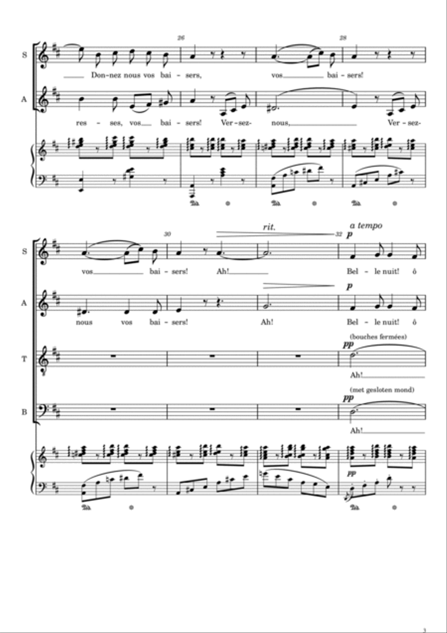 Barcarolle from 'Les contes d'Hoffmann' - (SATB) - For Acappella - With Lyric 4-Part scores gallery preview page 3