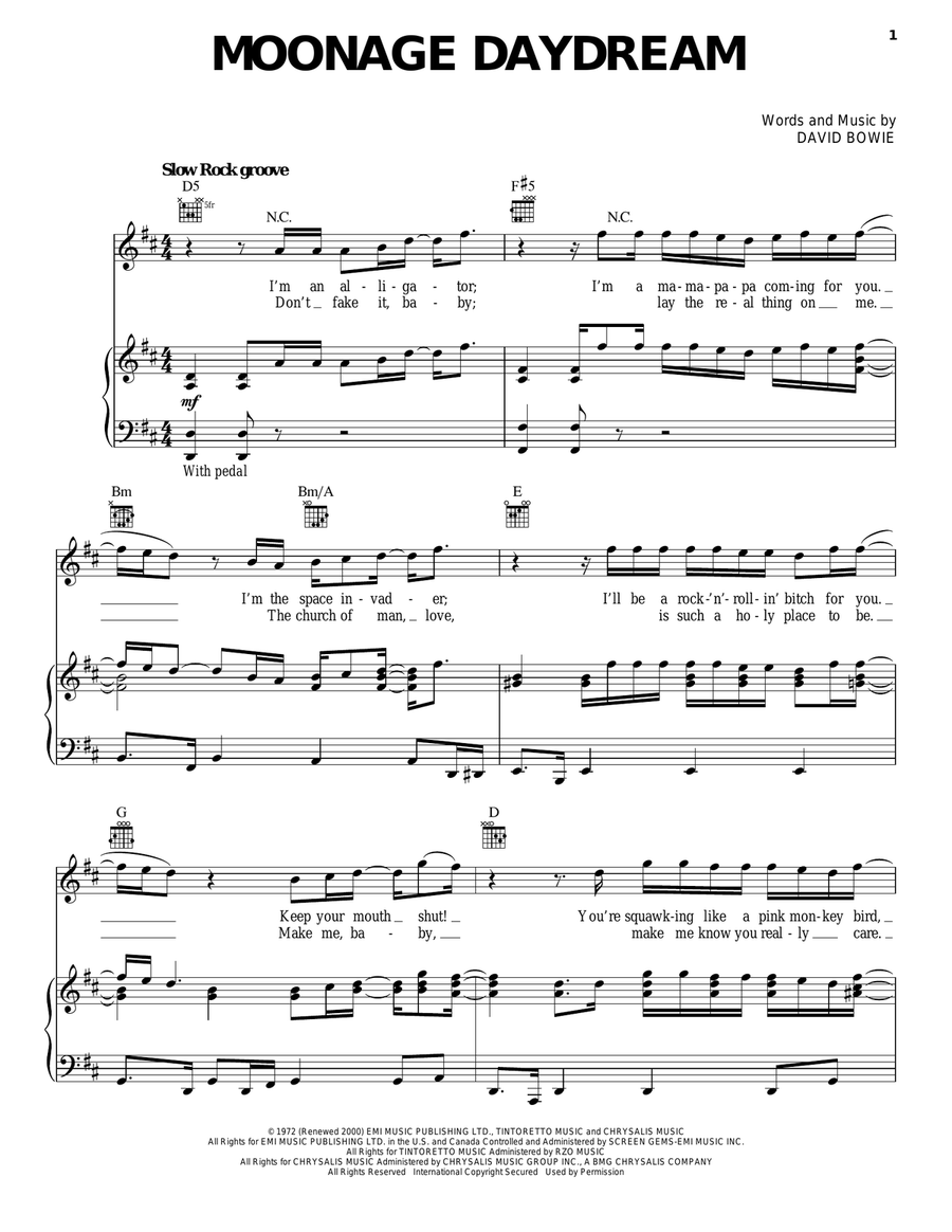 Moonage Daydream Acoustic Guitar scores gallery preview page 1