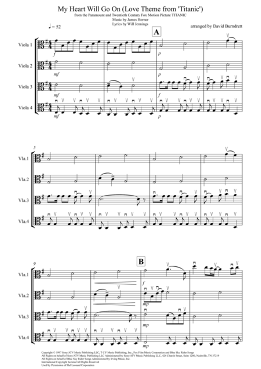 My Heart Will Go On (Love Theme from Titanic) Viola Solo scores gallery preview page 1