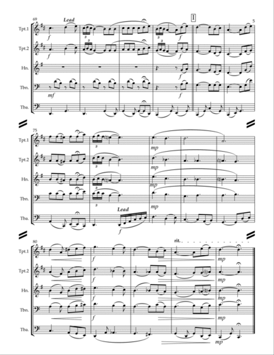 Maria, Mari! (Oh Marie) for Brass Quintet) Brass Quintet scores gallery preview page 6