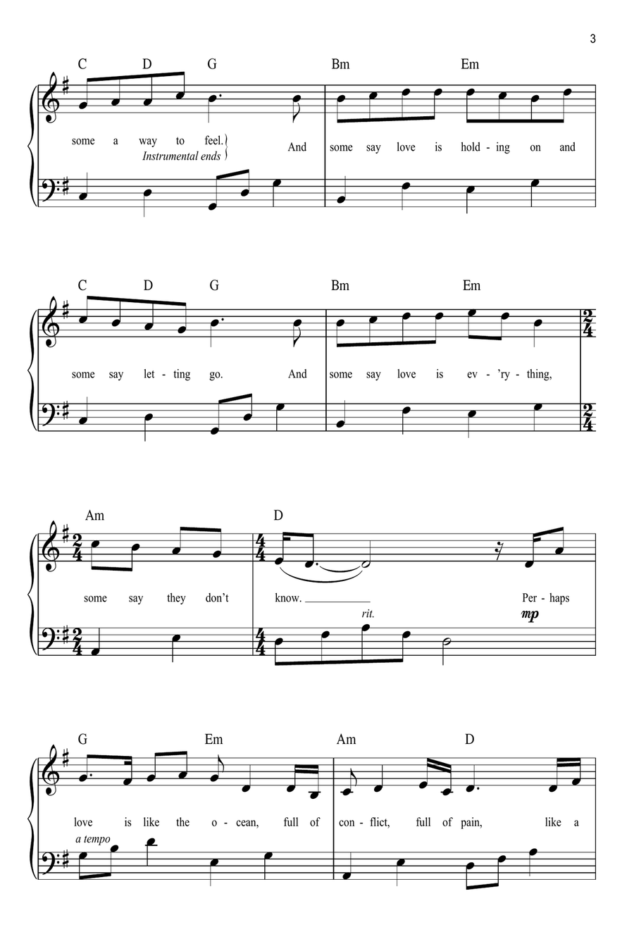 Perhaps Love Easy Piano scores gallery preview page 3