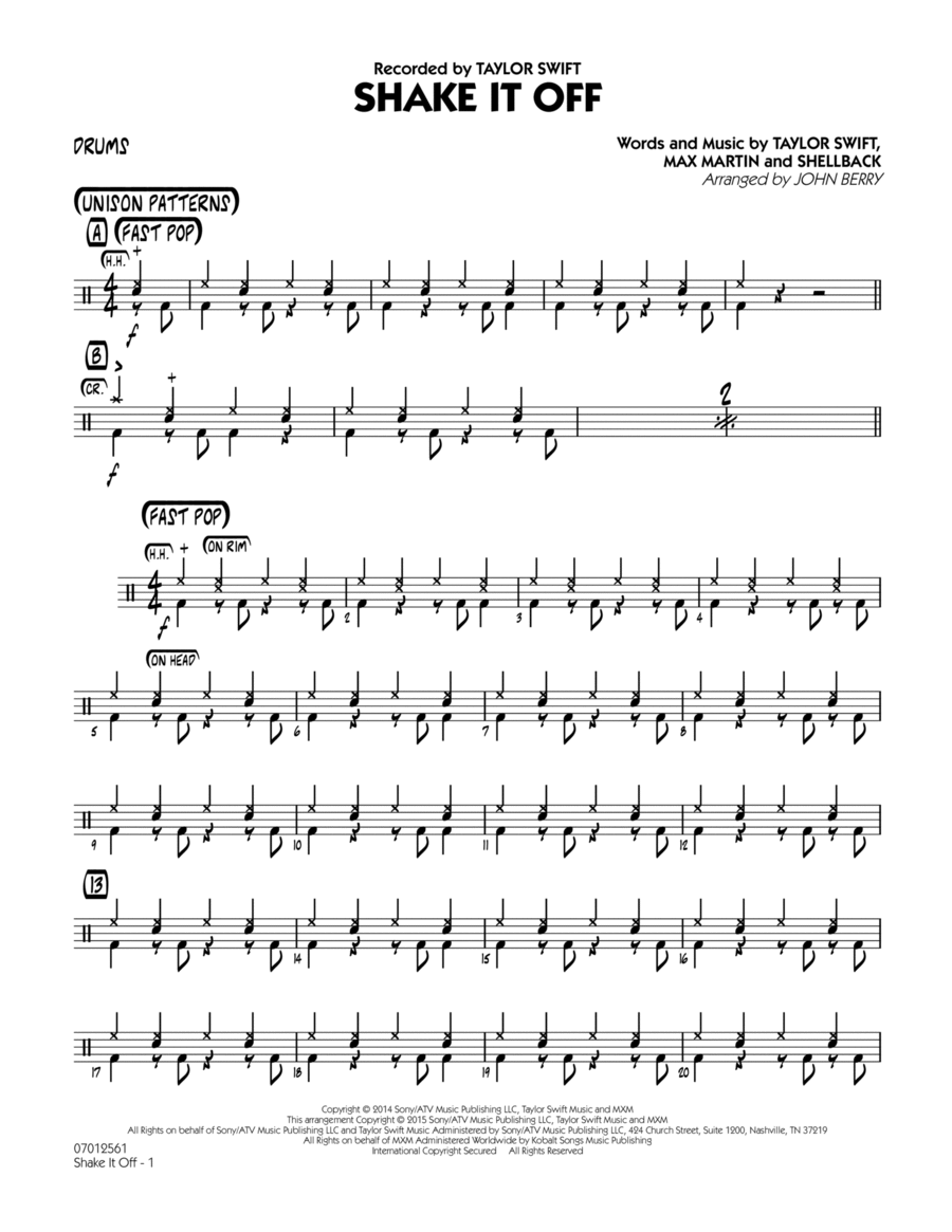Shake It Off - Drums Drums scores gallery preview page 1