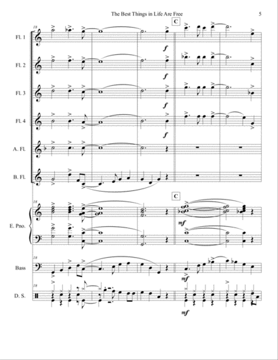 The Best Things In Life Are Free Woodwind Ensemble scores gallery preview page 5