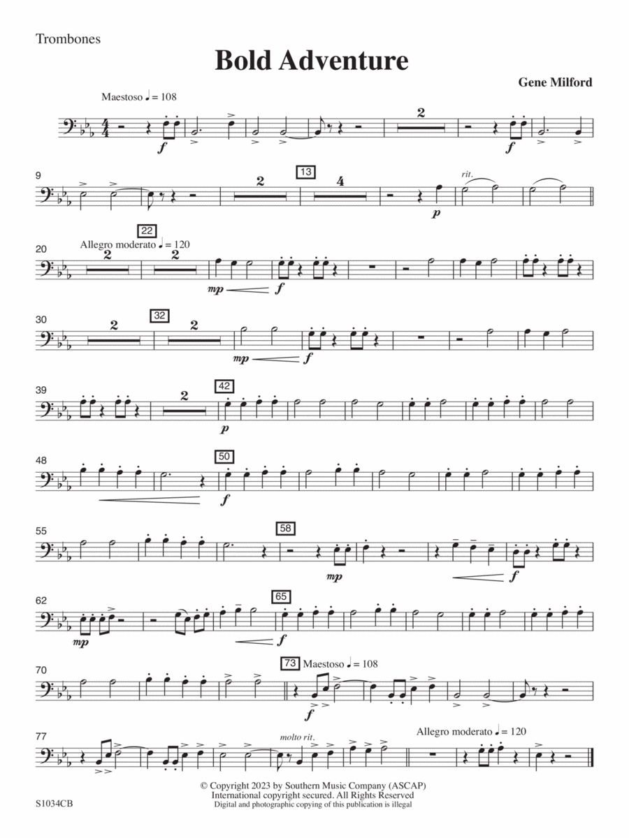 Bold Adventure - Trombone Concert Band scores gallery preview page 1