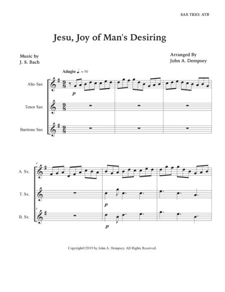 Jesu, Joy of Man's Desiring (Sax Trio: ATB) image number null