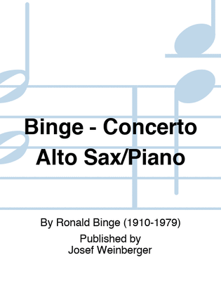 Book cover for Binge - Concerto Alto Sax/Piano