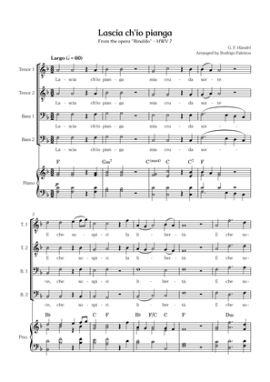 Laschia ch'io pianga (for TTBB choir - with piano accompaniment)