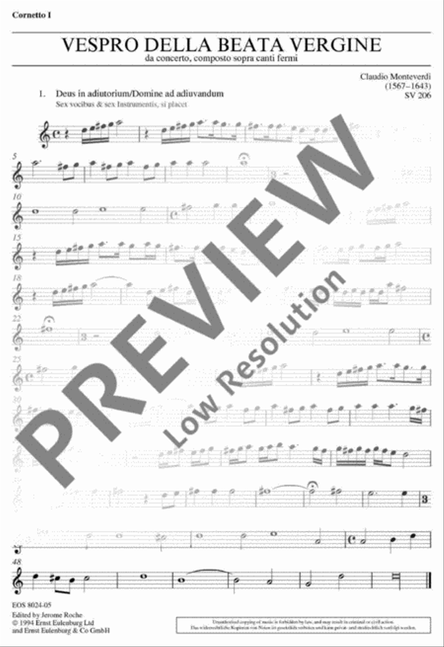 Vespro della Beata Vergine Cornet scores gallery preview page 2
