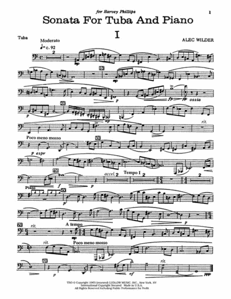 Sonata for Tuba and Piano (1959)
