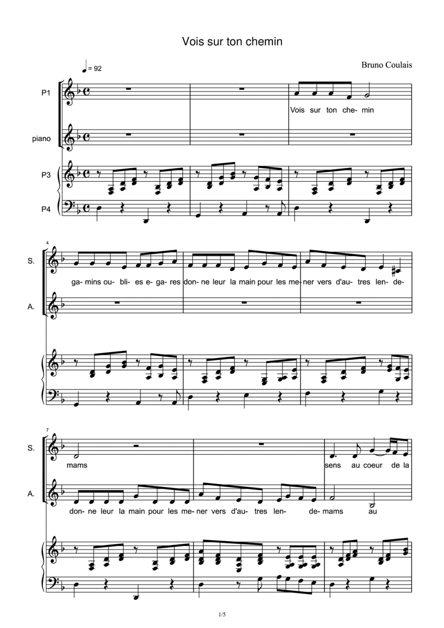 Vois Sur Ton Chemin Voice scores gallery preview page 1