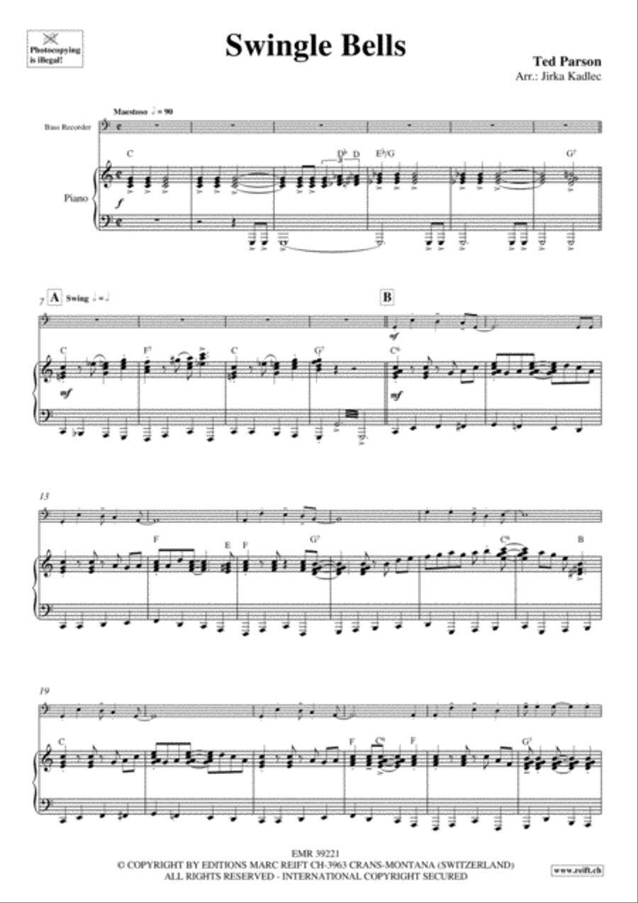 Swingle Bells Bass Recorder scores gallery preview page 3