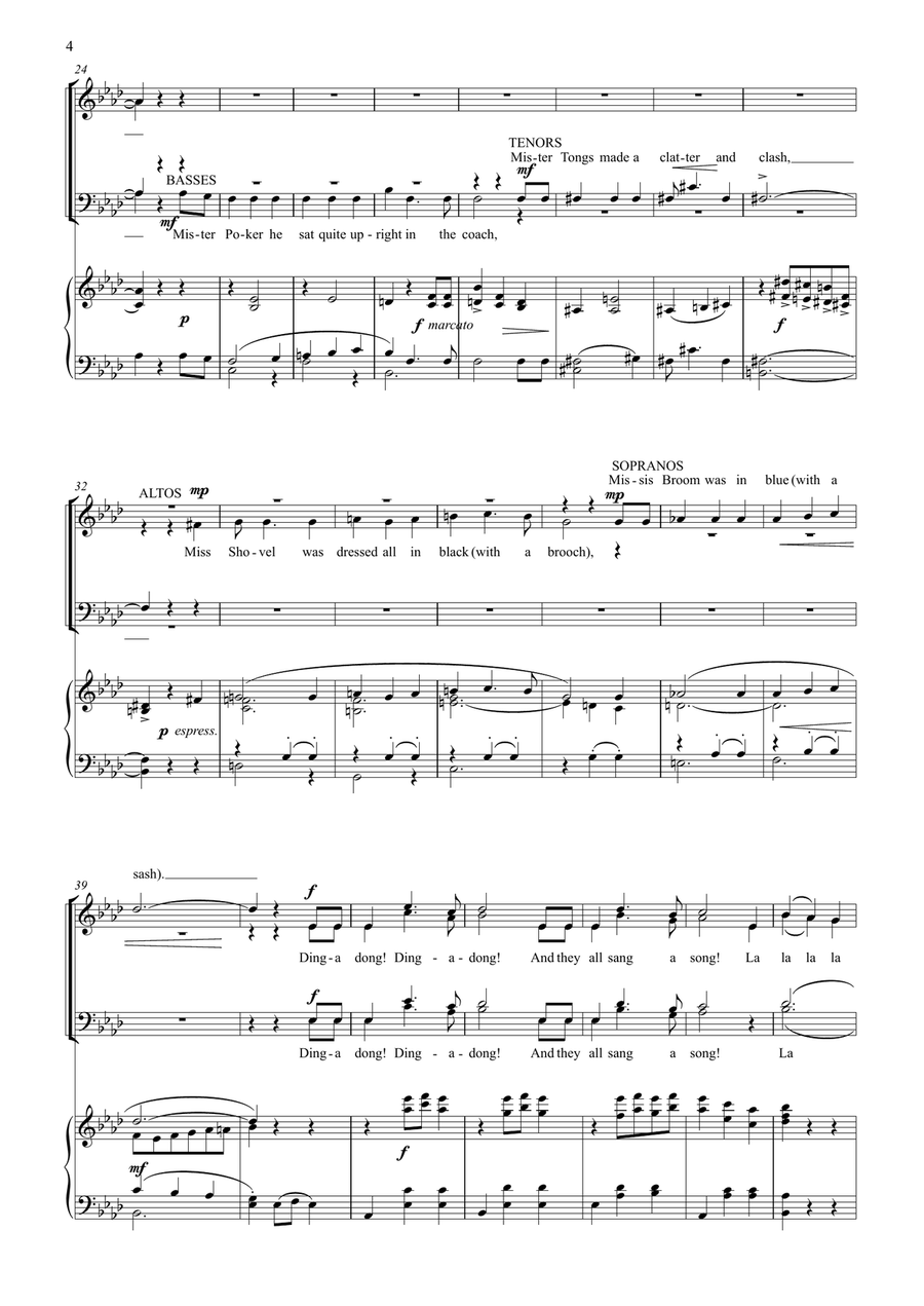 Three Nonsense Songs (SATB and optional childrens' choir) 4-Part scores gallery preview page 4