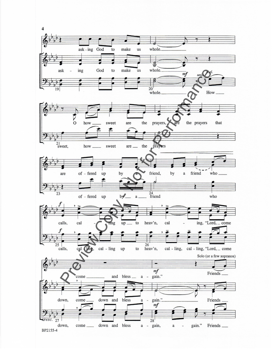 Sweet Are the Prayers of a Friend 4-Part scores gallery preview page 4