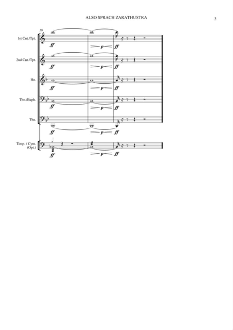 Also sprach Zarathustra (Richard Strauss) - Brass Quintet (with optional Percussion) Baritone Horn TC scores gallery preview page 6