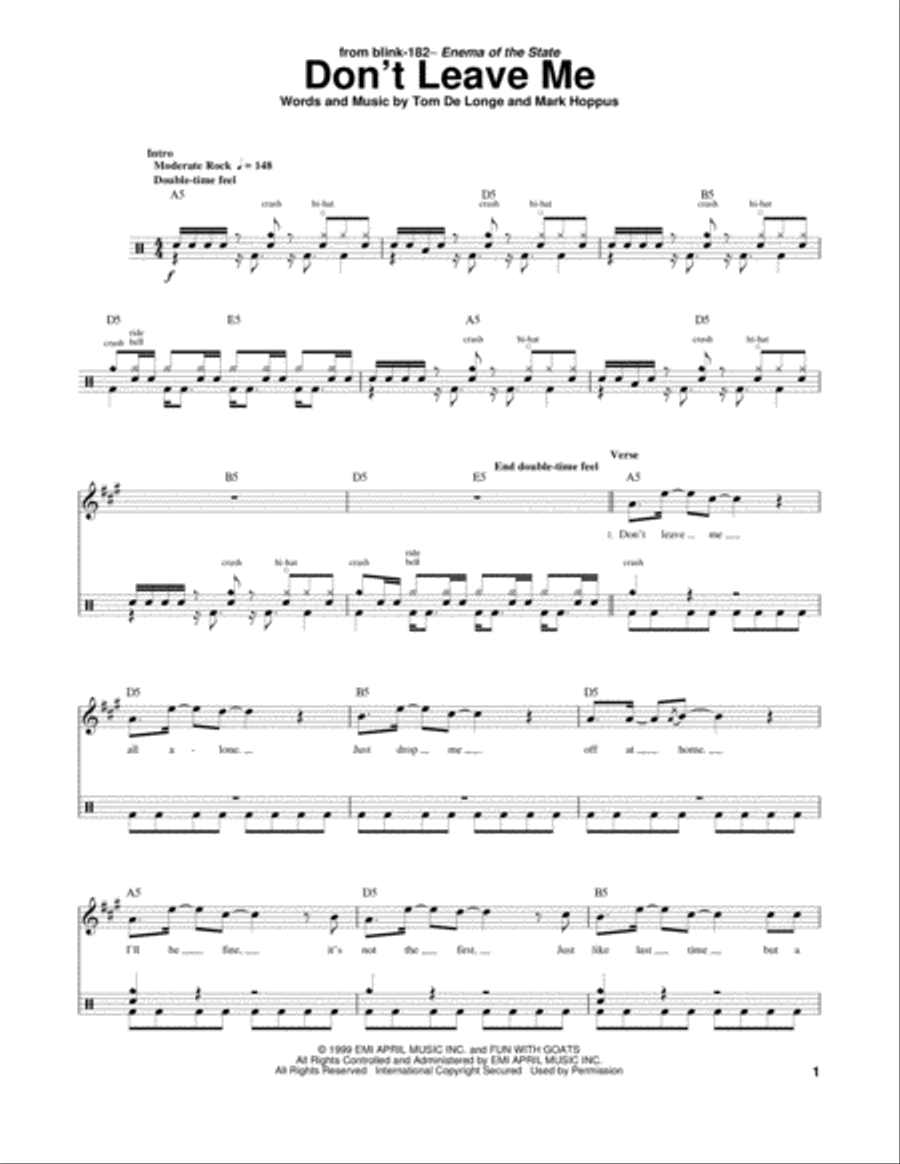 Don't Leave Me Drum Set scores gallery preview page 1