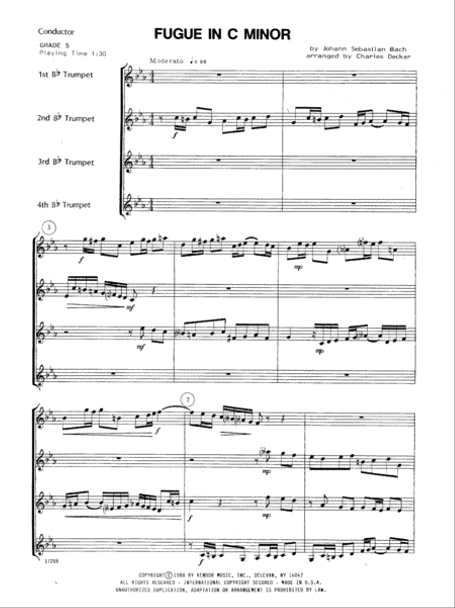 Fugue In C Minor B-Flat Trumpet scores gallery preview page 2