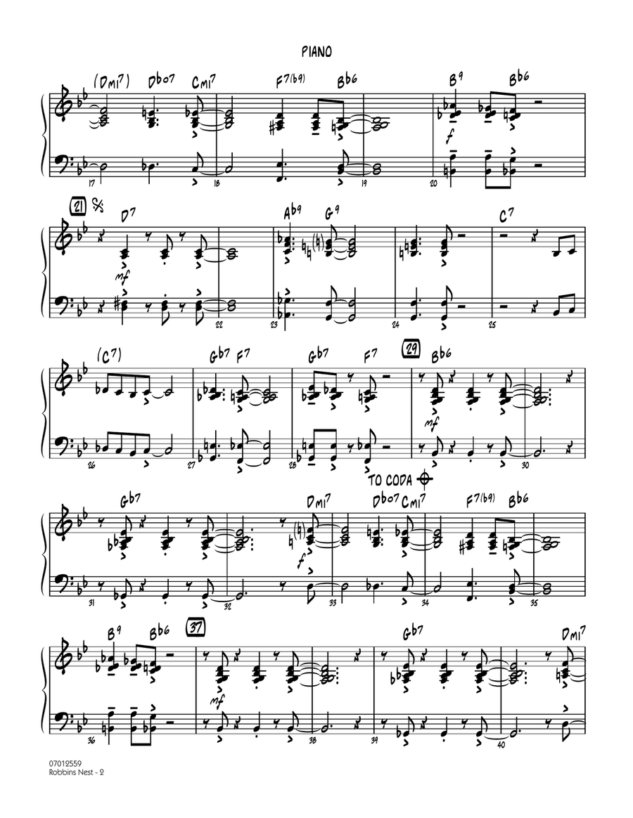 Robbins Nest - Piano Robbins Nest - Piano Jazz Ensemble scores gallery preview page 2