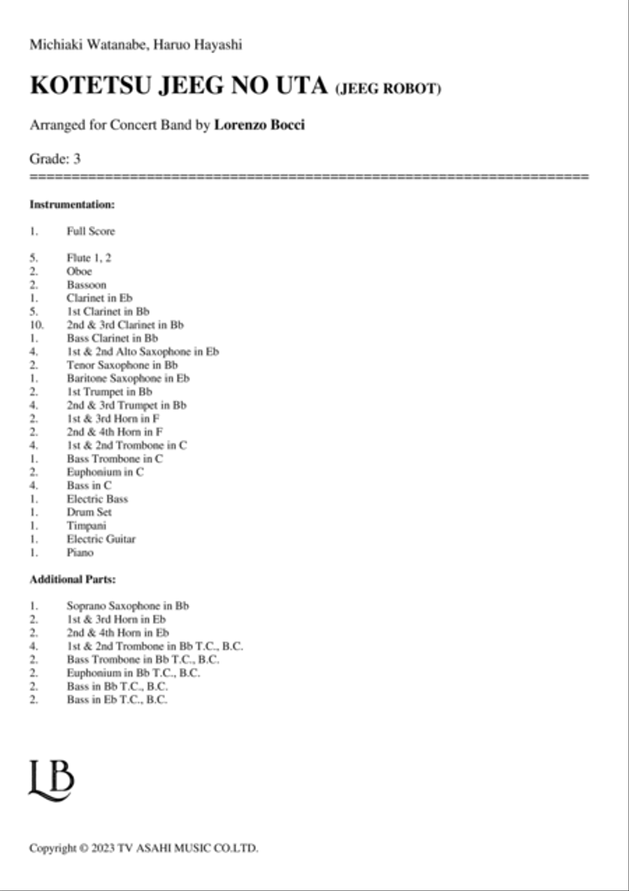 Kotetsu Jeeg No Uta Concert Band scores gallery preview page 2