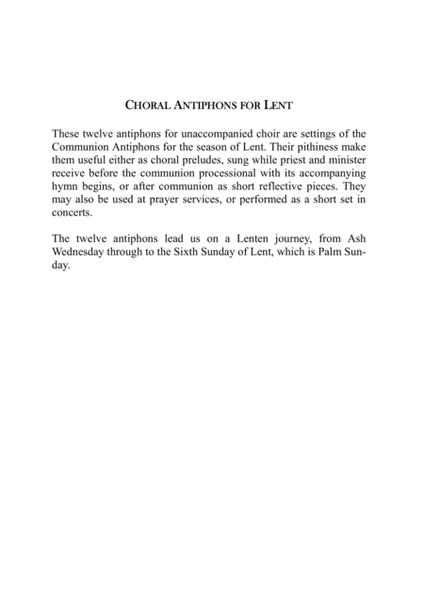 Choral Antiphons for Lent