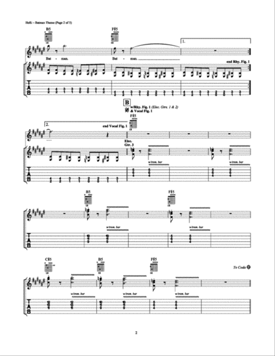 Batman Theme Batman Theme Guitar Tablature scores gallery preview page 2