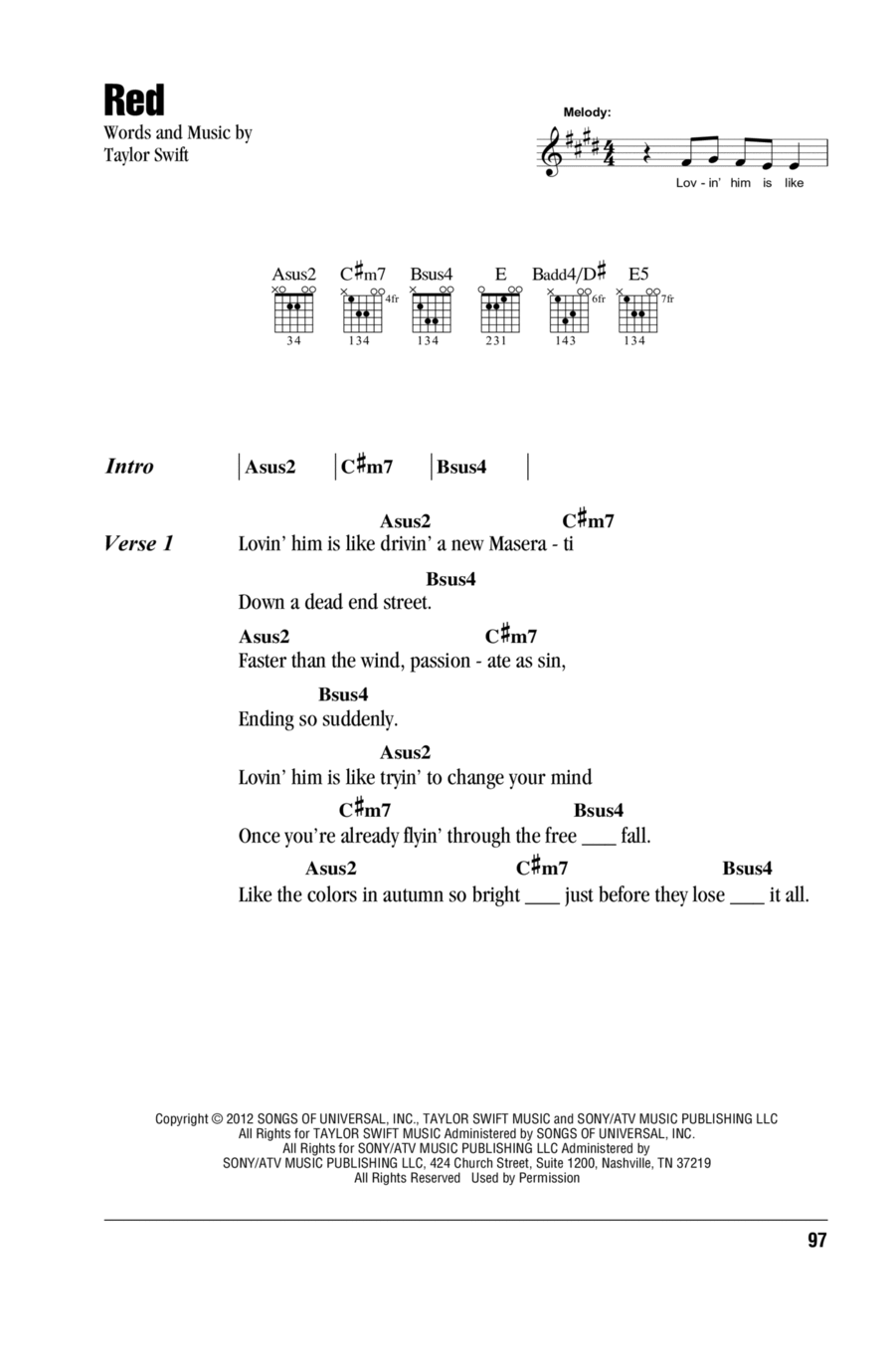 Red Acoustic Guitar scores gallery preview page 1
