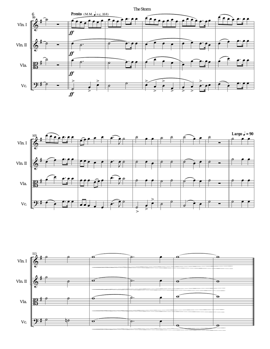 The Storm arranged for string quartet String Quartet scores gallery preview page 6