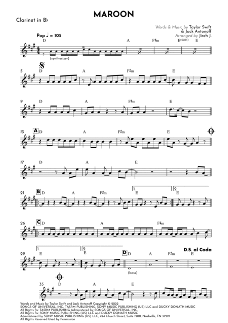 Maroon B-Flat Clarinet scores gallery preview page 2