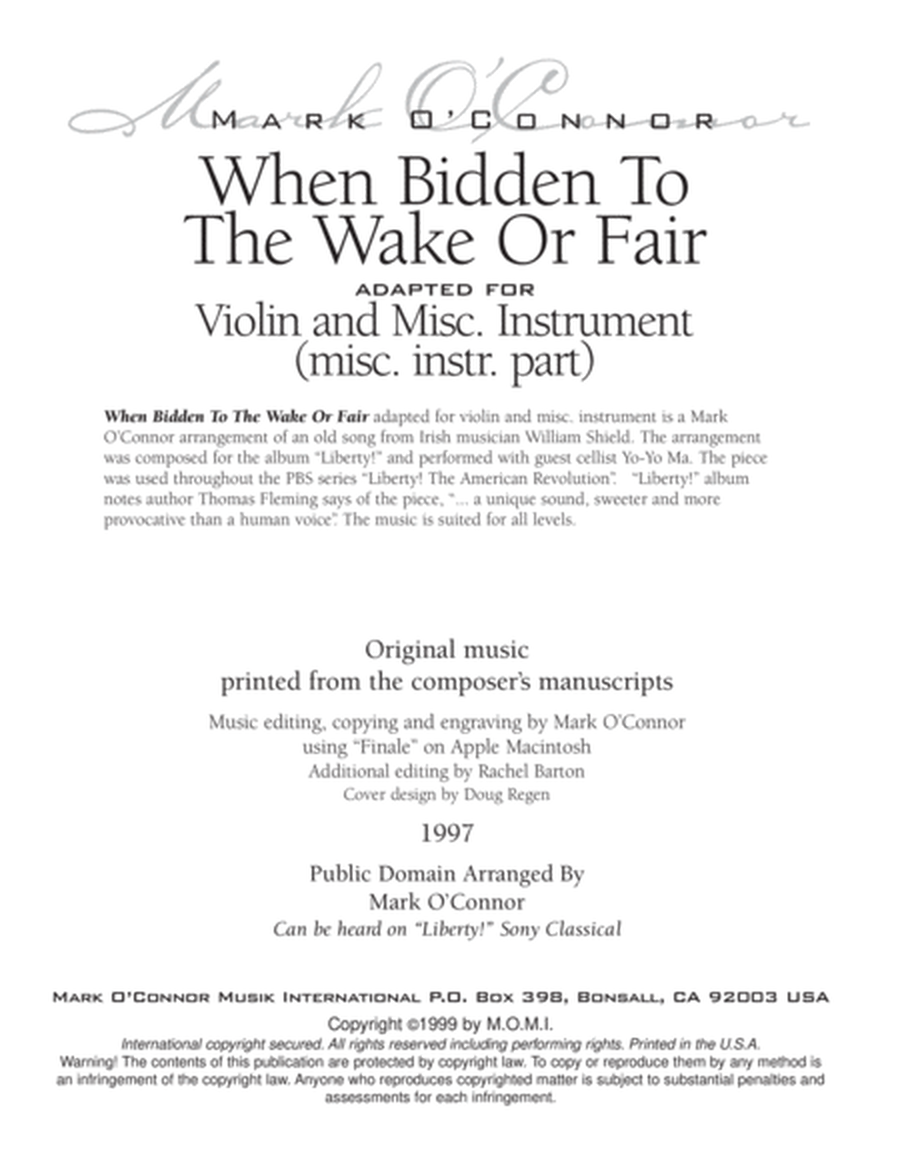 When Bidden To The Wake Or Fair (misc. instr. - violin and misc. instr.) image number null