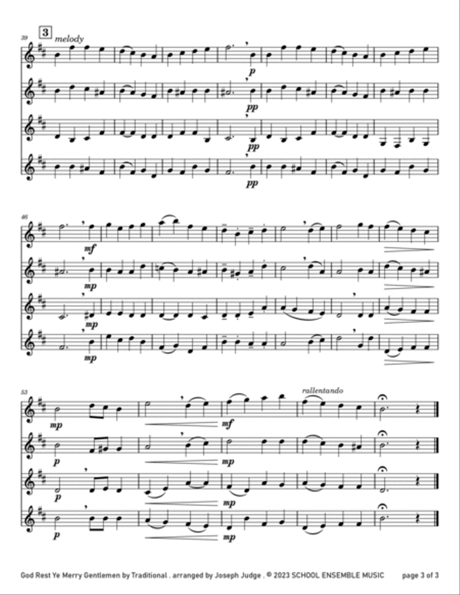 God Rest Ye Merry Gentlemen for Clarinet Quartet in Schools Clarinet Quartet scores gallery preview page 3