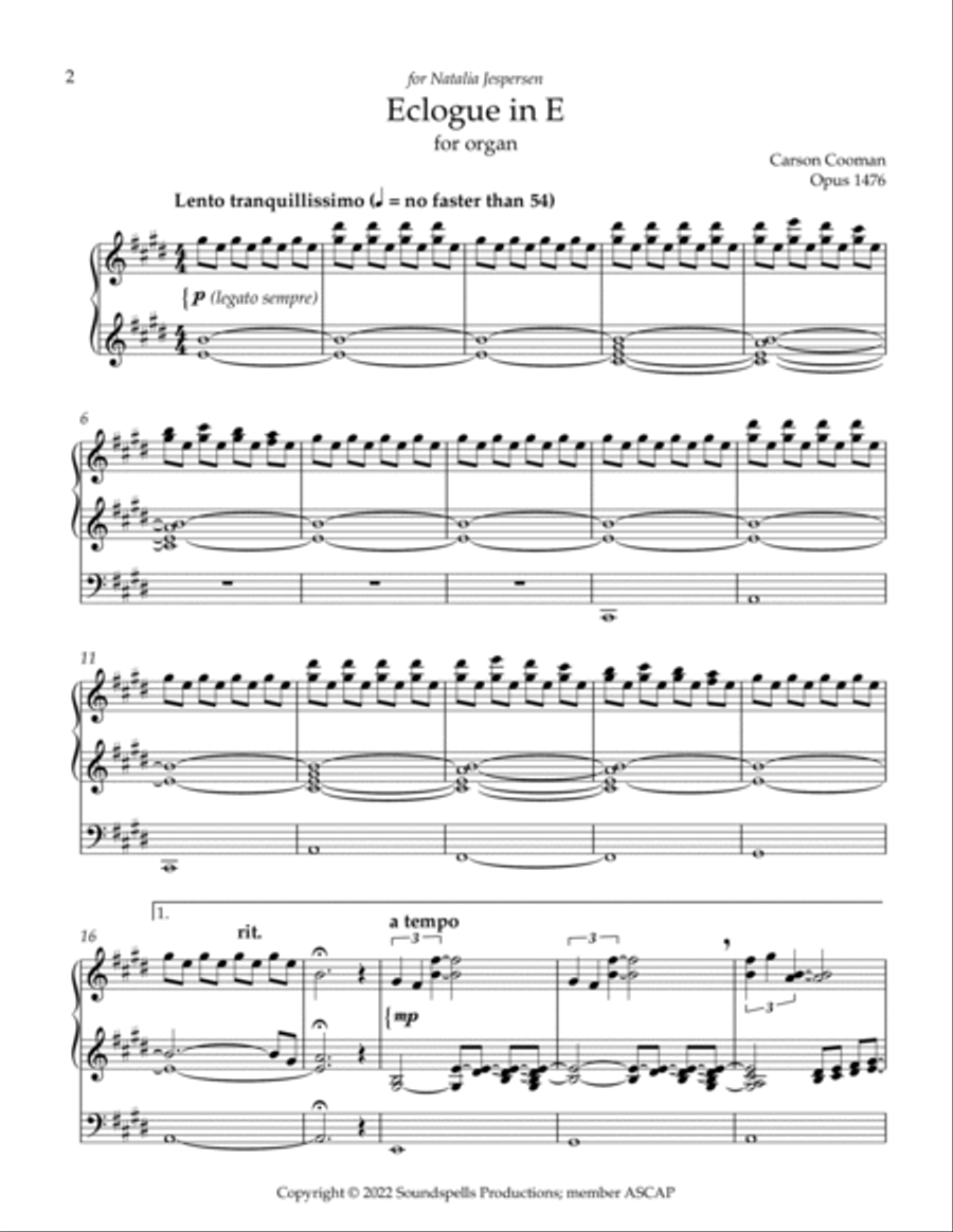Eclogue in E Organ Solo scores gallery preview page 2