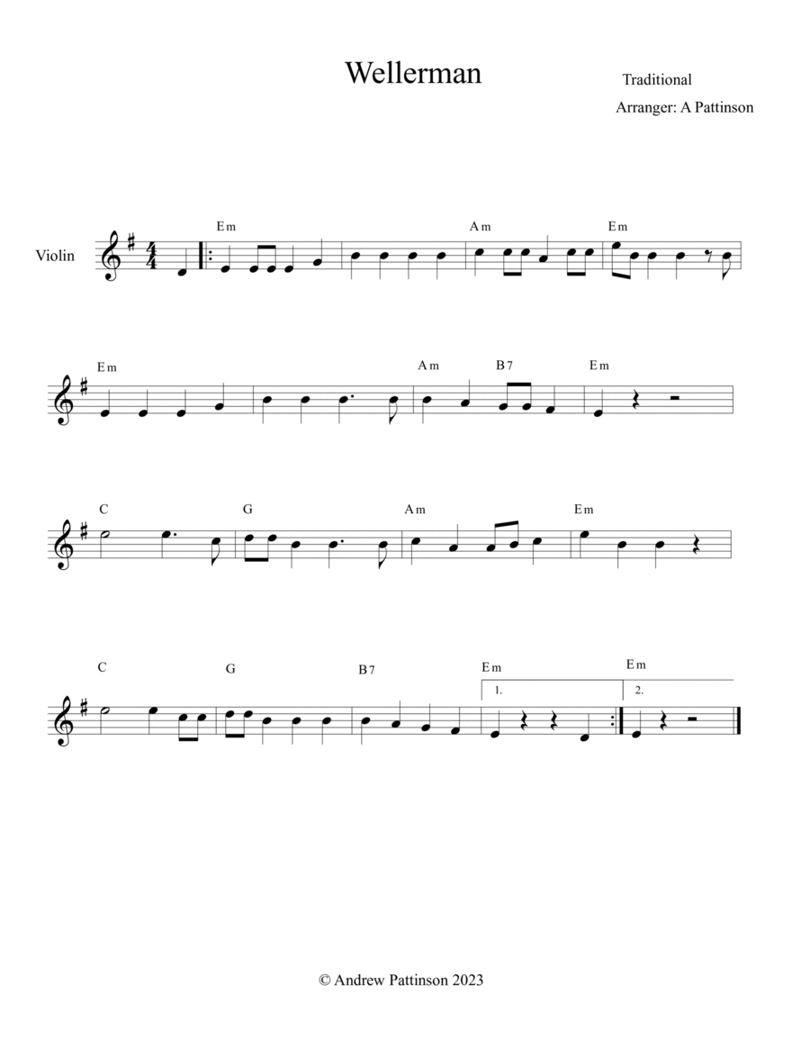 Wellerman Easy Violin Violin Solo scores gallery preview page 1
