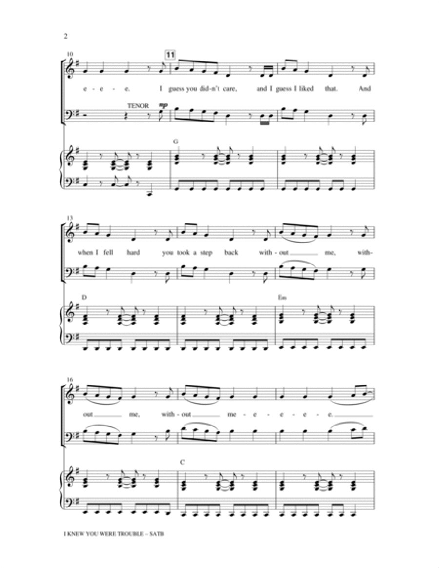 I Knew You Were Trouble 4-Part scores gallery preview page 2