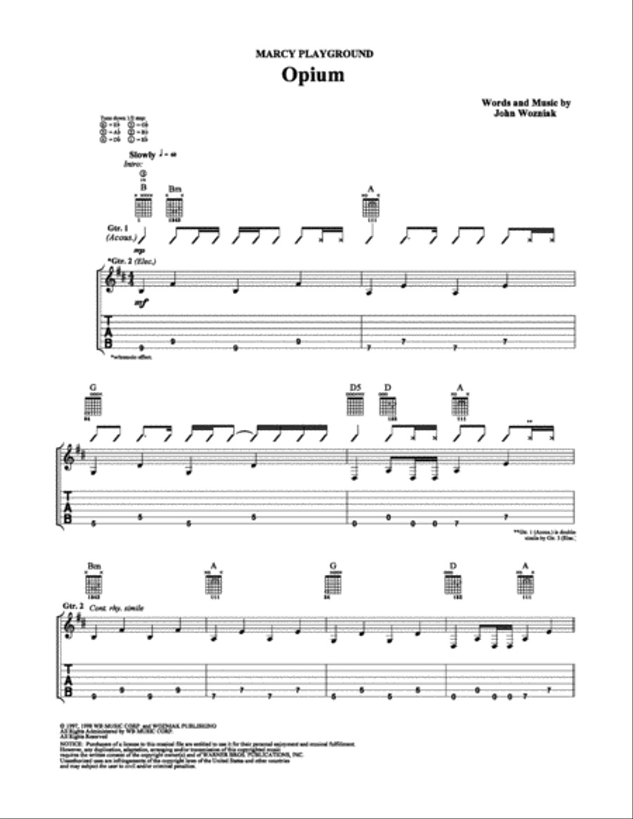 Opium Opium Electric Guitar scores gallery preview page 1
