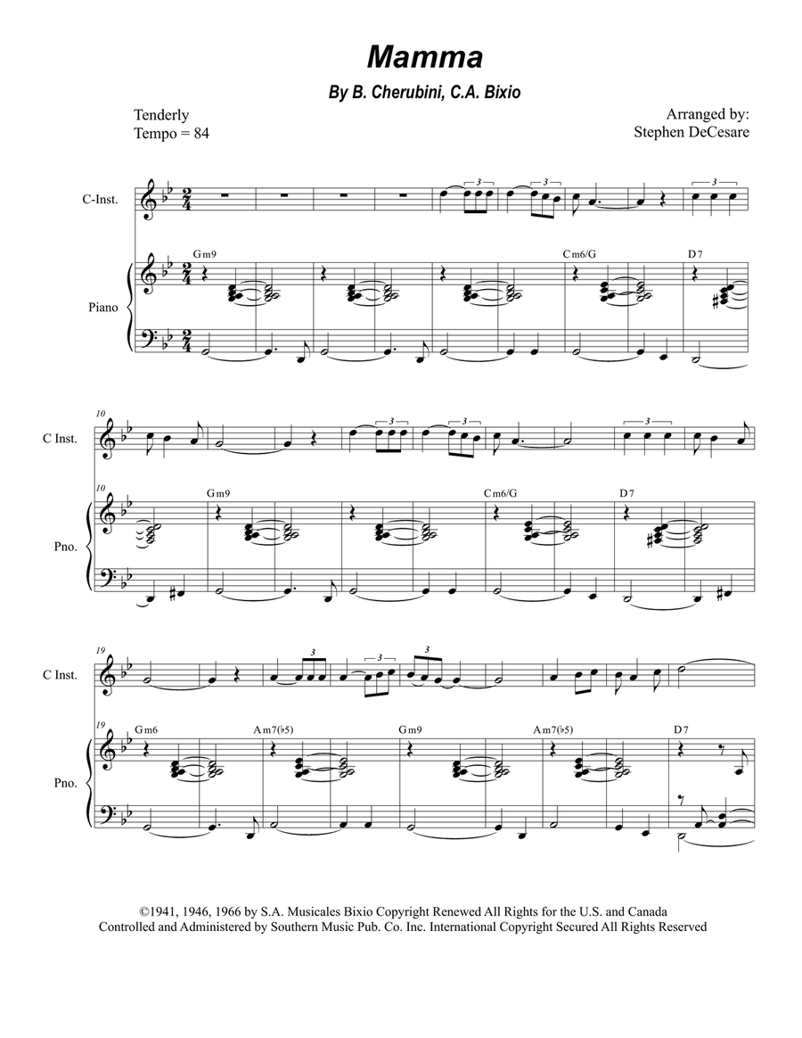 Mama (mamma) Piano scores gallery preview page 1