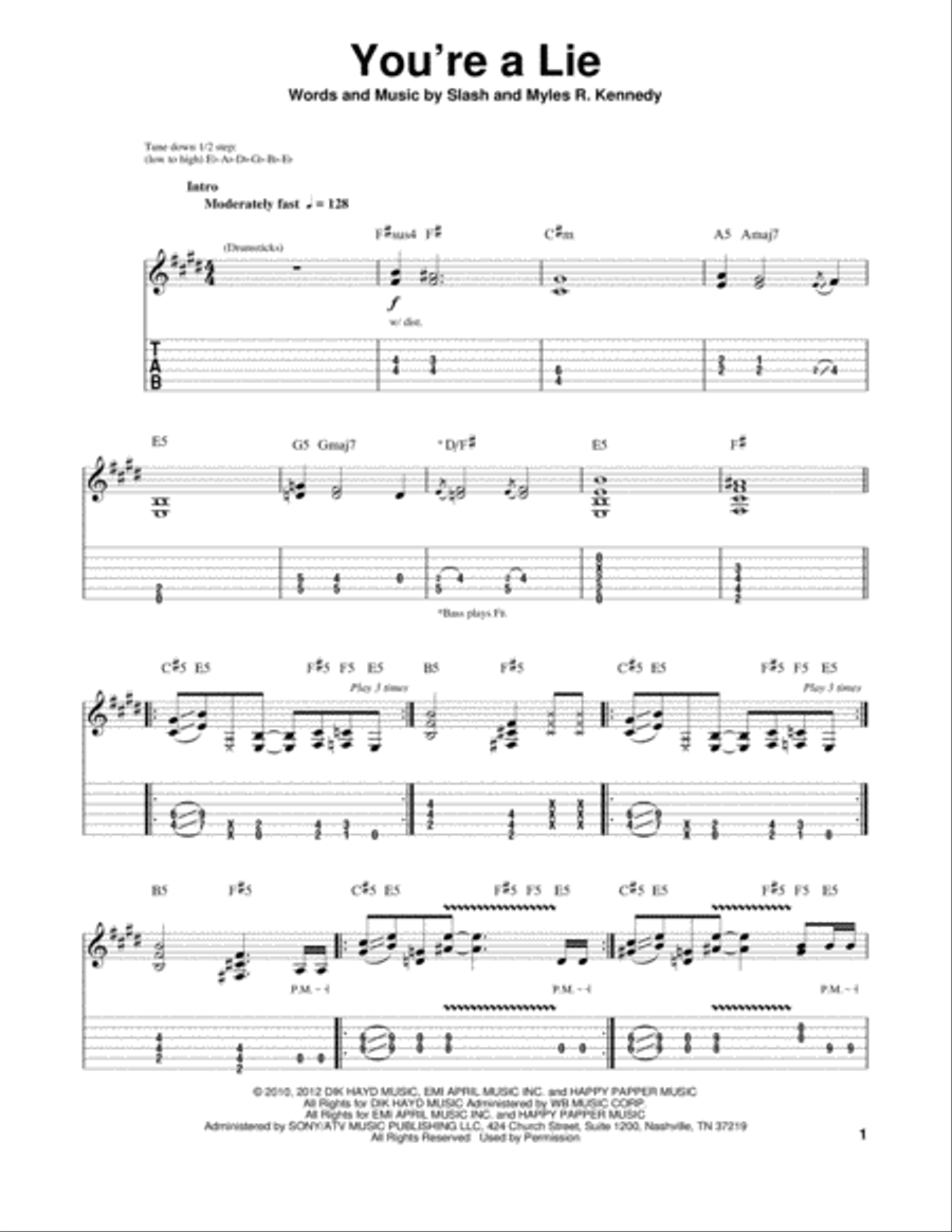 You're A Lie You're A Lie Electric Guitar scores gallery preview page 1