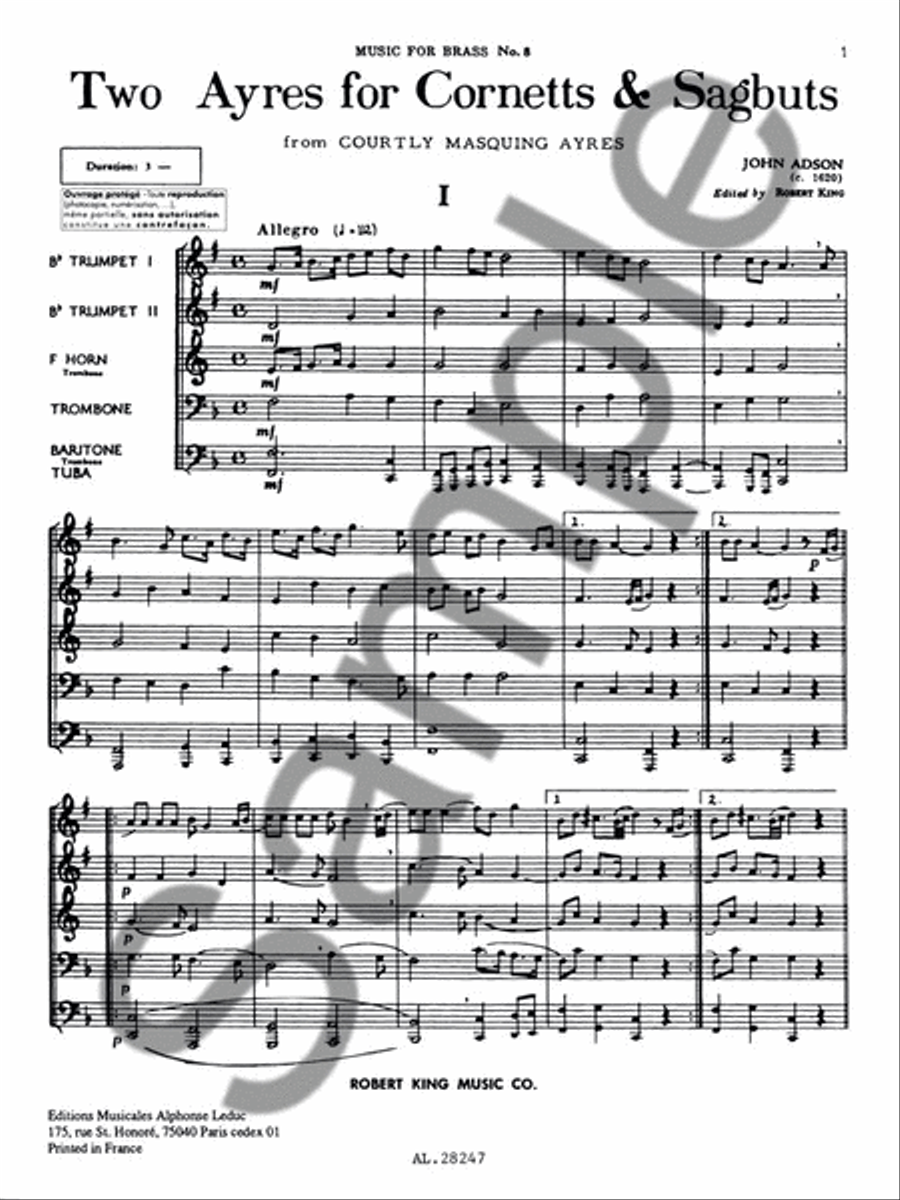 2 Ayres (quintet-brass) School and Community scores gallery preview page 2
