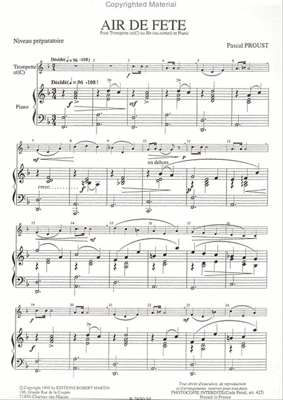Air de Fête Trumpet Solo scores gallery preview page 2