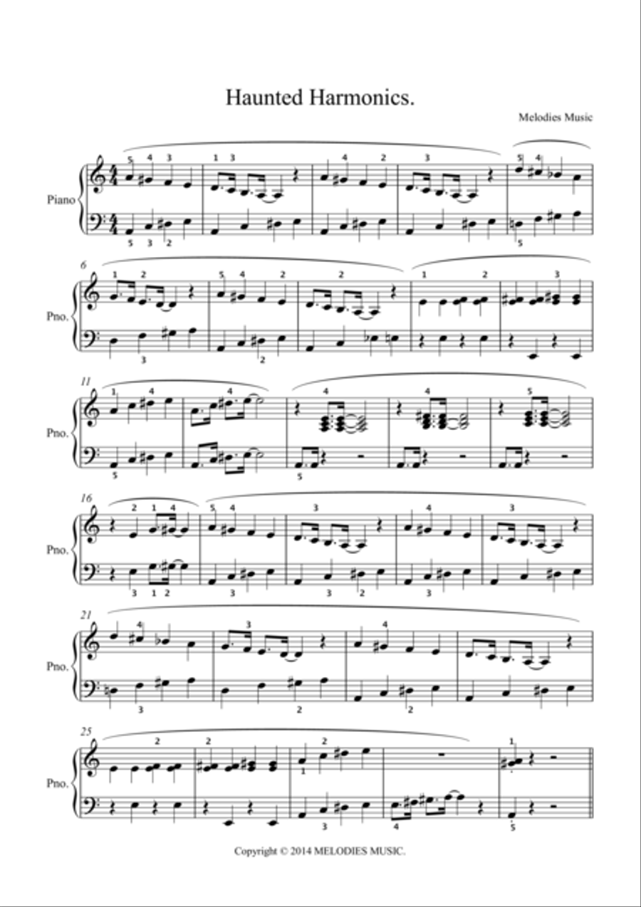 Haunted Harmonics Easy Piano scores gallery preview page 1