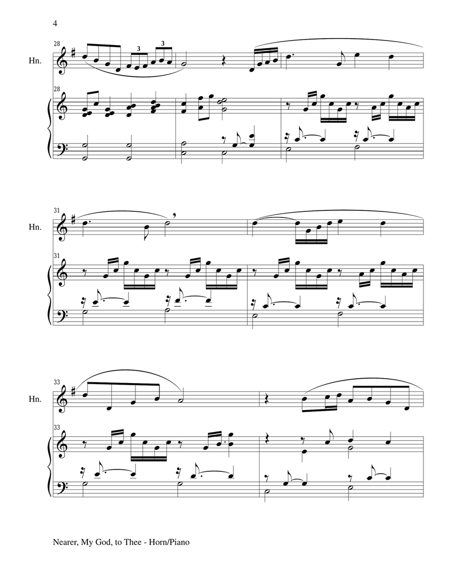 NEARER, MY GOD, TO THEE (Fr Horn Piano and HornPart) Piano scores gallery preview page 4