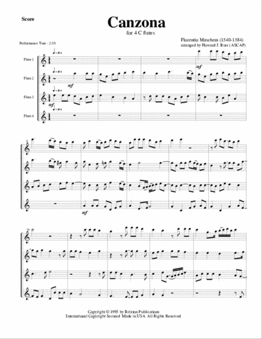 Canzona Canzona Flute Quartet scores gallery preview page 2