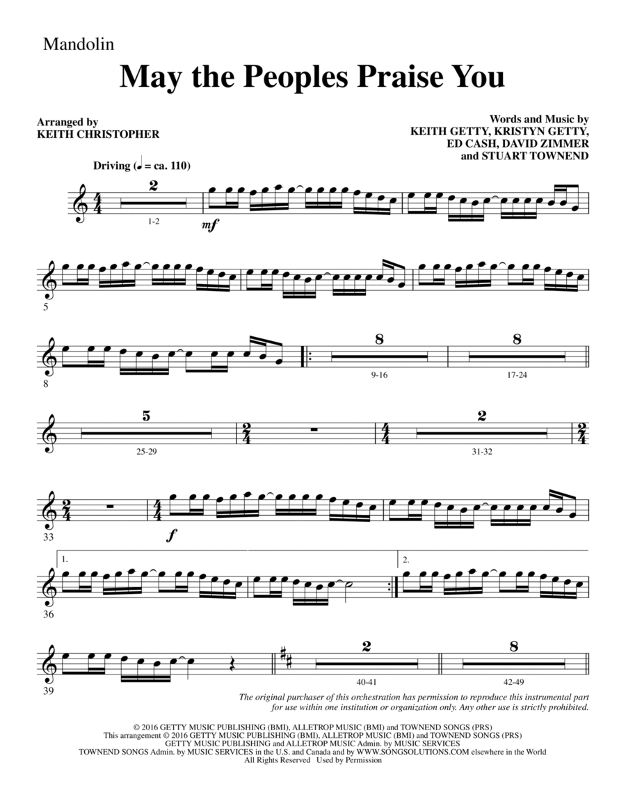 May the Peoples Praise You - Mandolin Choir scores gallery preview page 1