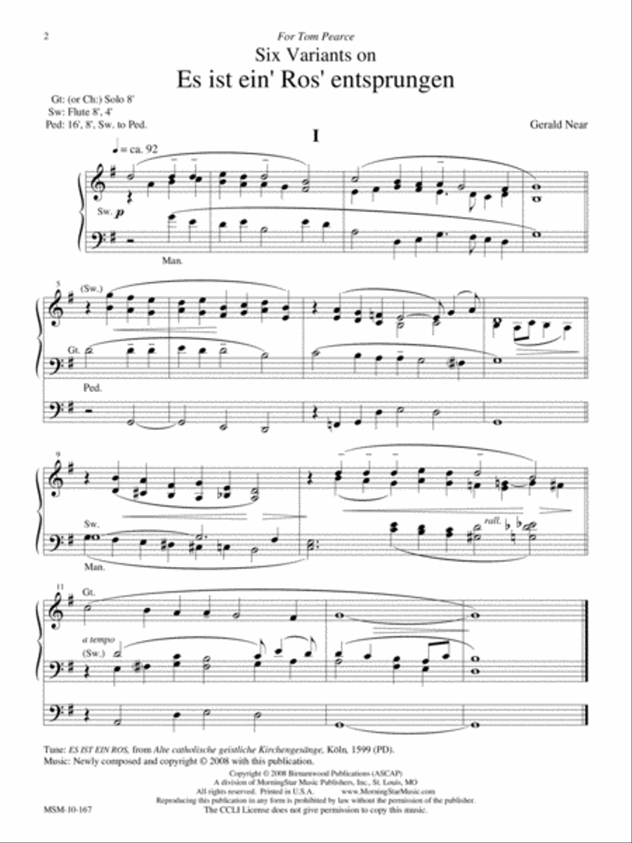 Six Variants on Es ist ein' Ros' entsprungen Organ scores gallery preview page 2