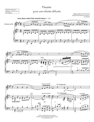 Ravel - Pavane pour une infante défunte, Bb clarinet and piano