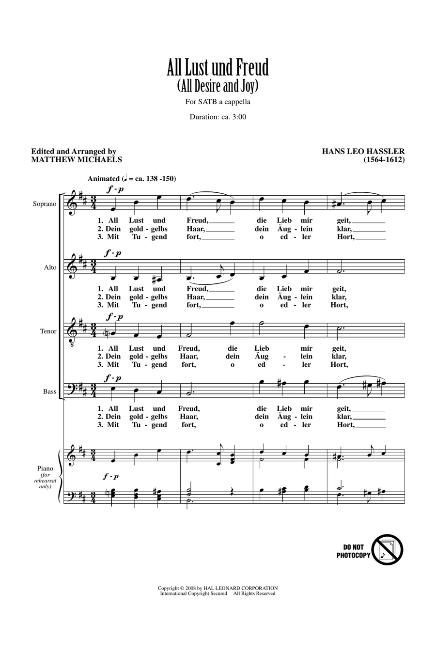 All Lust Und Freud (All Desire And Joy) 4-Part scores gallery preview page 1